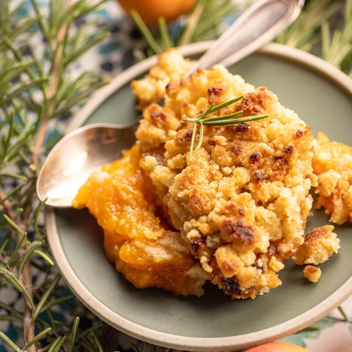 Crumble aux abricots et romarin