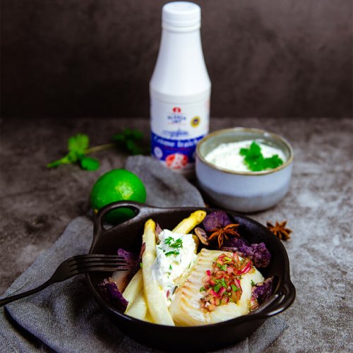 Pavés de cabillaud, asperges à l’anis