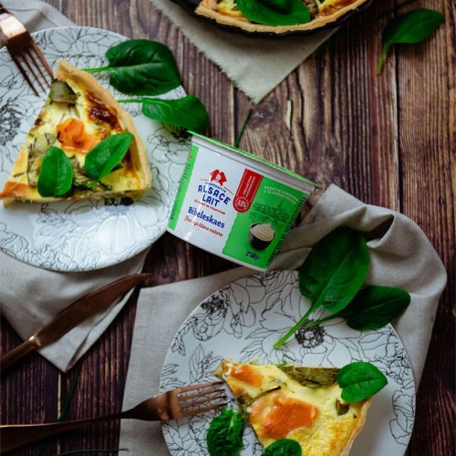 Tarte à la truite, poireaux et épinards