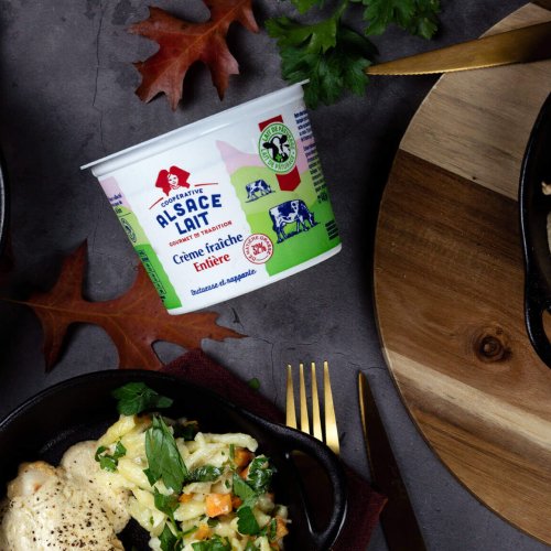 Blancs de poulet à la crème & risotto de spaetzle