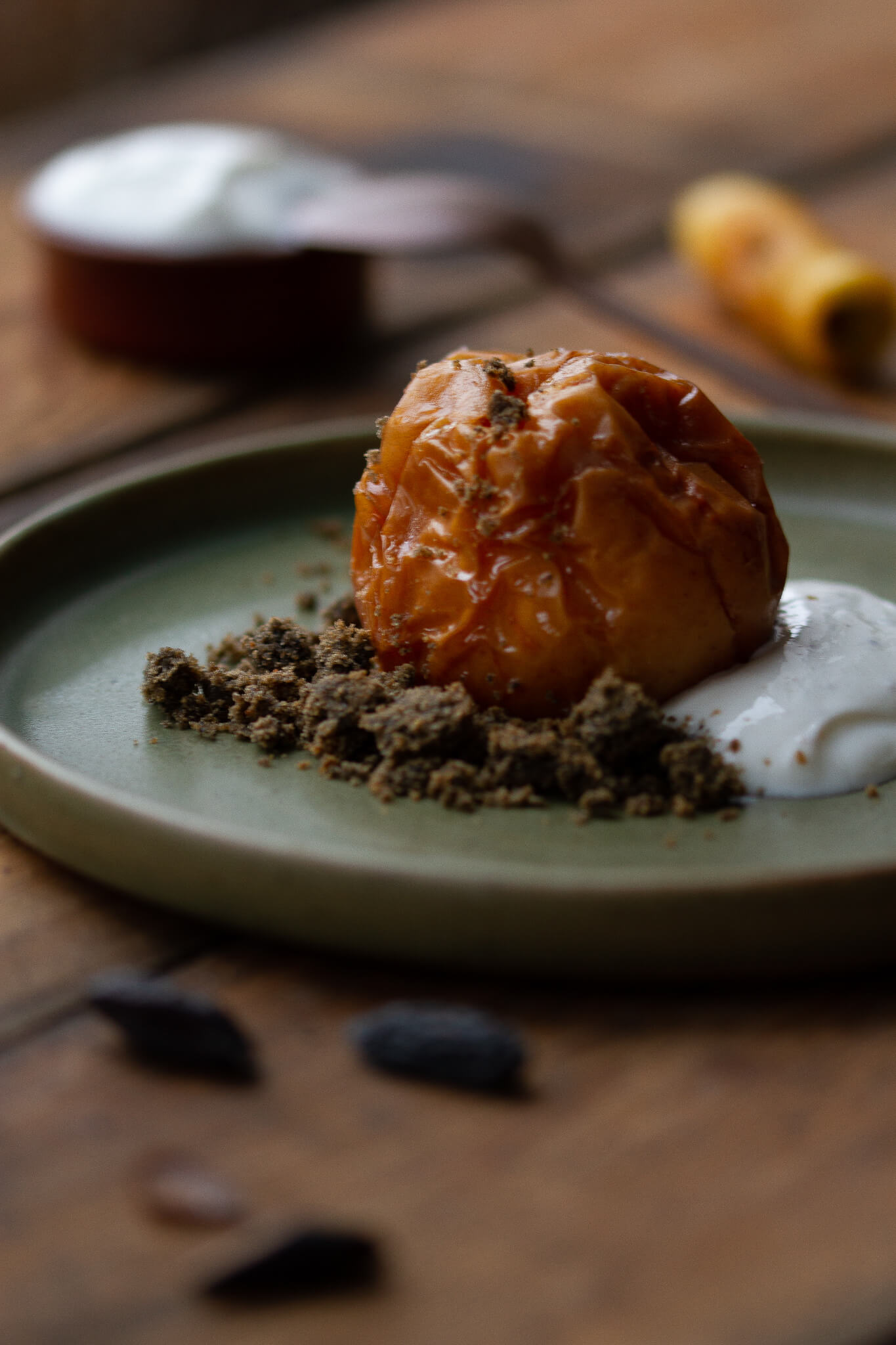 Pomme confite bibeleskaes à la Tonka